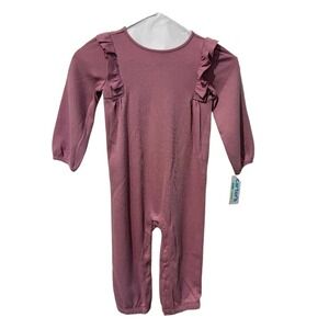 Carters Child of Mine Baby Girl Waffle Knit Ruffle Romper Mauve Pink 24M NEW